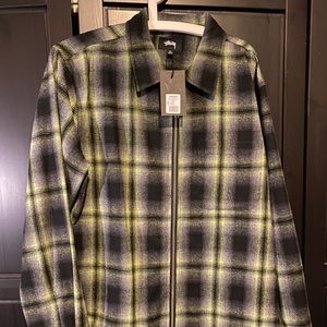 Stussy Gunn Plaid Zip Up LS Black Green Medium